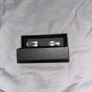 Bachrach Silver and Pink Cuff Links